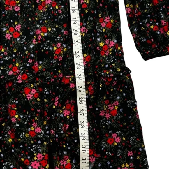 Cat & Jack Girls Black Floral Tiered Dress Size XL 14/16 Long Sleeve - Picture 4 of 9